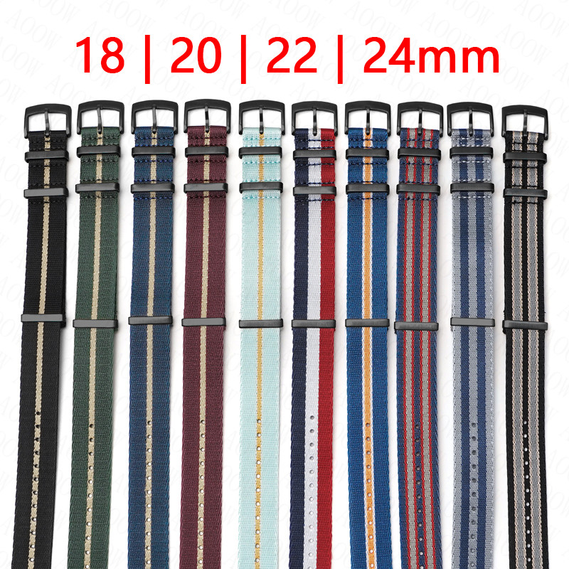 Canvas Strap Watch - Woven Nylon Strap 18mm 20mm 22mm
