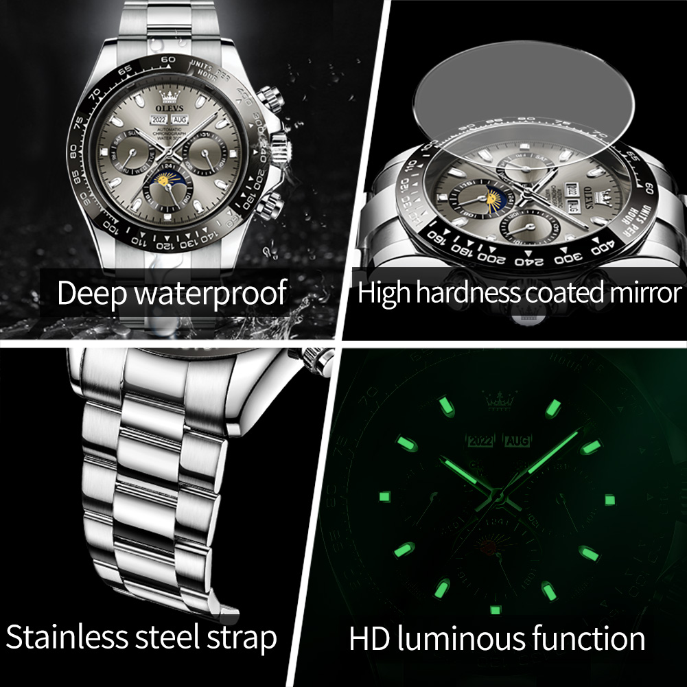 OLEVS 6654 Luxury Mens Watch C - Seiko Watch 5 Sports review and price