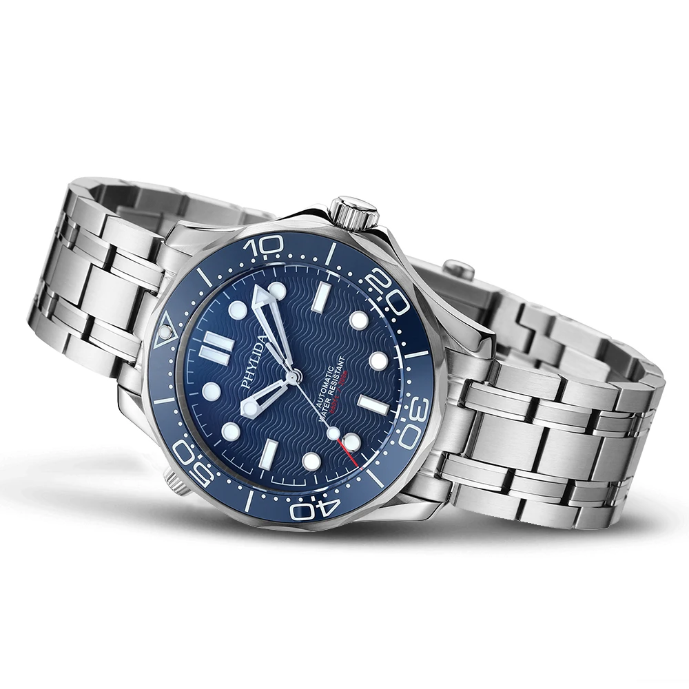 PHYLIDA Blue Dial NH38a Automa - Stainless Bracelet Diver review and price