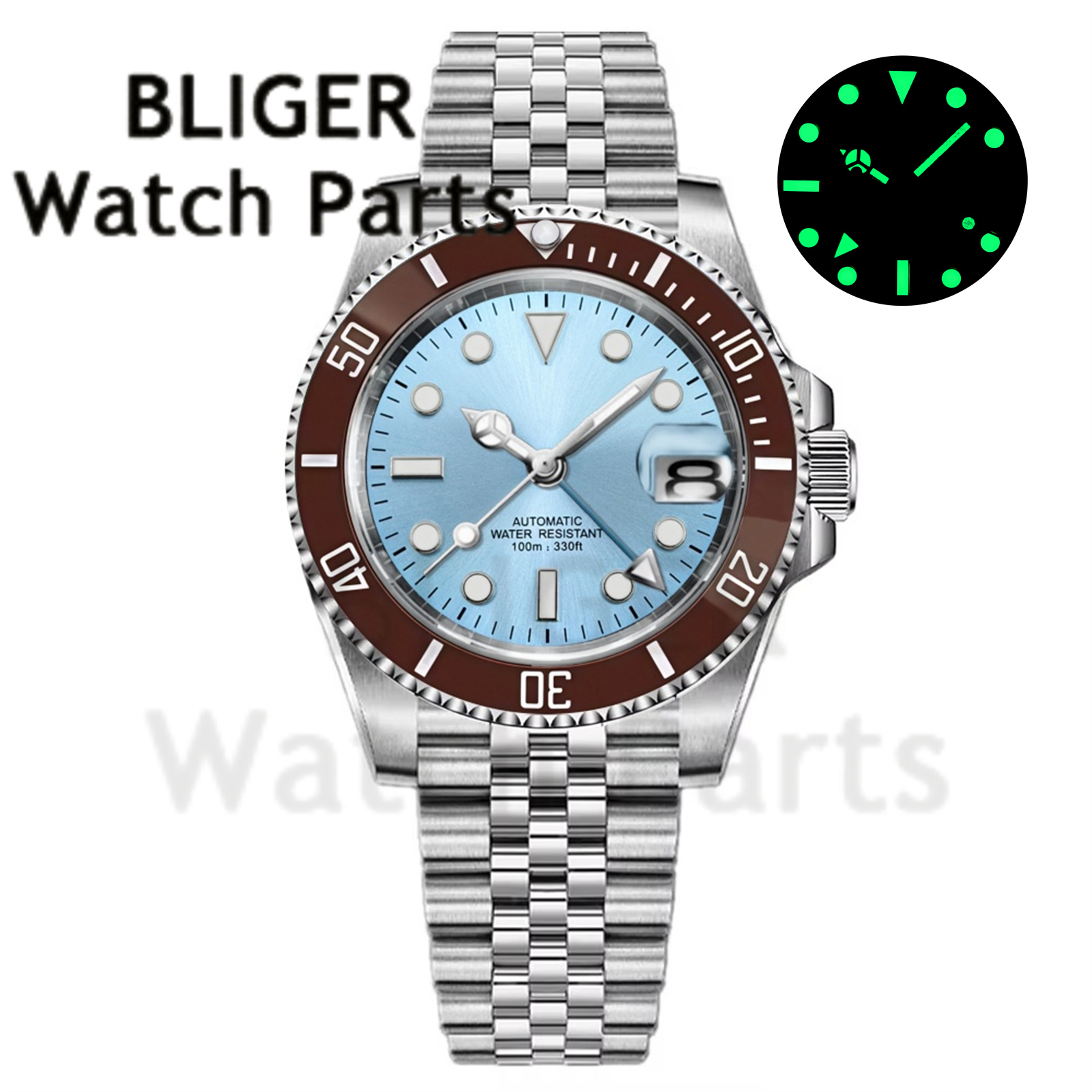 Custom Fashion GMT 40mm Men NH - Stainless Bracelet Diver review and price